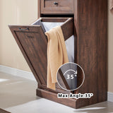 IFGET Tilt Out Trash Can Cabinet, Dog Proof Trash Can Cabinet, Farmhouse Hidden Laundry Hamper Cabinet with Barn Door, 10 Gallon Garbage Can Bin Cabinet with Storage Basket for Kitchen (Brown) IFGET