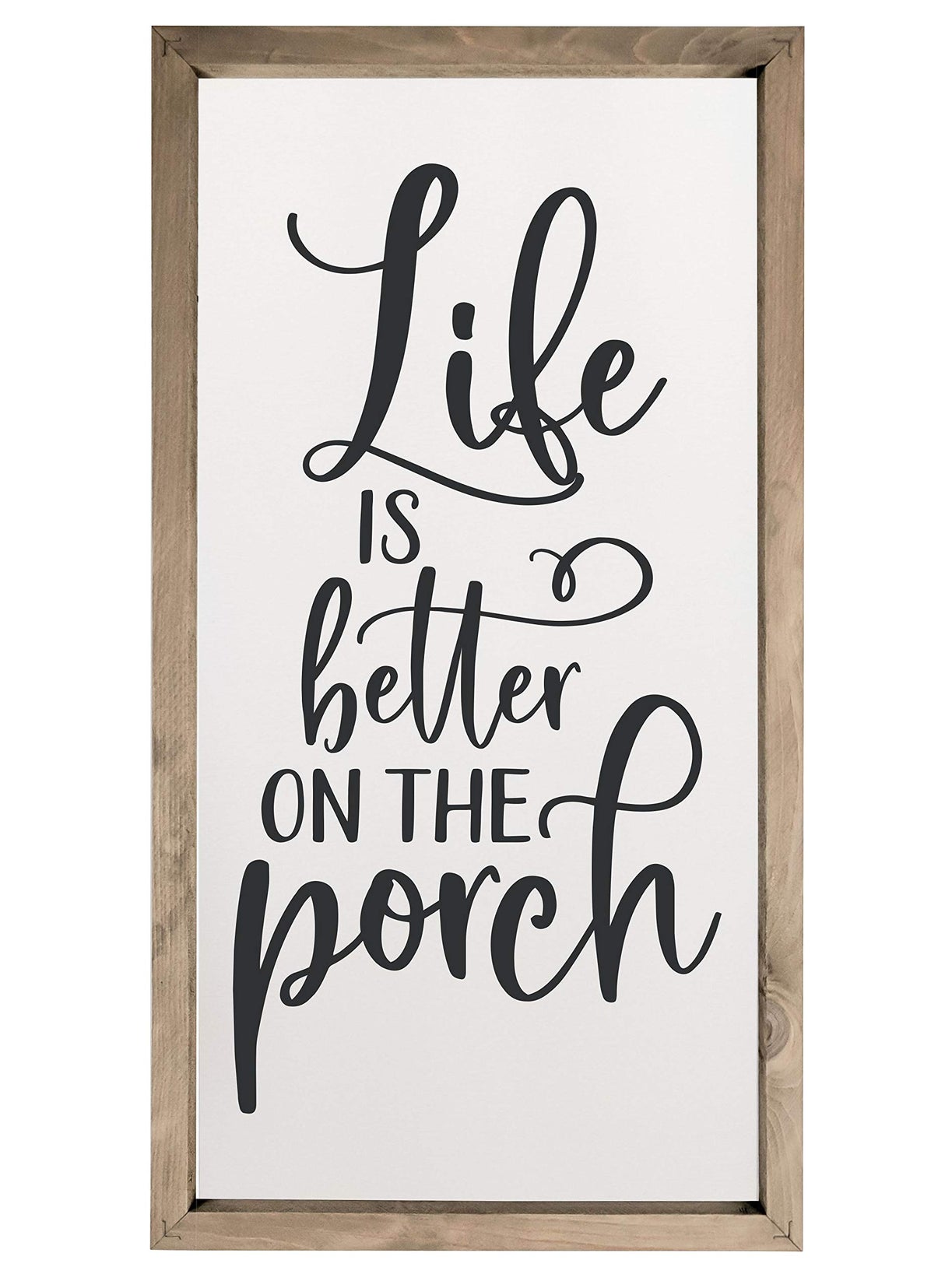 Life Is Better On The Porch Framed Wood Farmhouse Wall Sign (9x18) MRC Wood Products