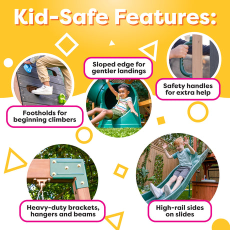KidKraft Atlas Point Wooden Outdoor Swing Set/Playset with Kitchen, Slides and Glider KidKraft