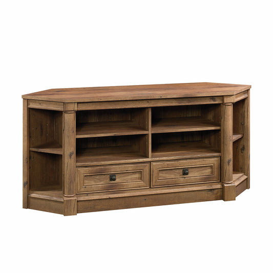 Sauder Palladia Corner TV Stand Console Entertainment Credenza, in Vintage Oak