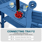 NAVINE Tall Adirondack Chairs Set of 2, HDPE Balcony Chair with Double Connecting Tray, Weather Resistant Outdoor Adirondack Bar Stools for Patio, Deck, Patio, Backyard, Balcony.(Navy Blue) NAVINE