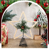 Gejoy Christmas Beaded Star Tree Topper Farmhouse Christmas Tree Topper Rustic Star Tree Topper with Berries Pinecones Neutral Christmas Star Tree Topper for Xmas Tree Decorations(Cone,Wooden) Gejoy