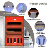 Efficraft Infrared Home Sauna Room 2 Person Hemlock Wooden Indoor Dry Sauna with Bluetooth Speakers & Red Light 1950W LCD Control Panel Temp and Time Pre-Set,1-Year Aftersale Efficraft
