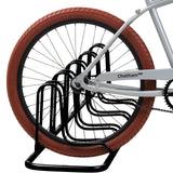 Retrospec Stash Rack 2, 4 & 5 Bike Floor Stand Bicycle Storage Organizer for Mountain Bike, Road Bike, Weather Resistant Fine Powder Steel Coating Fits Wheels up to 3", Black, 5 Bike Retrospec