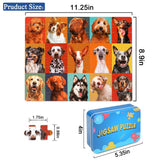 LELEMON Dog Jigsaw Puzzles in a Metal Box 100 Pieces Dog Jigsaw Puzzle for Kids Ages 4-8 Children Learning Educational Puzzles Toys LELEMON