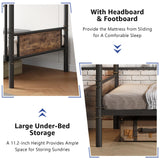 Bunk Bed Twin Over Twin, Heavy Duty Metal Bunkbeds with Ladder and Full-Length Guardrail, Convertible into 2 Individual Beds for Kids, Teens and Adults, Under-Bed Storage Space, Vintage Brown Jocoevol