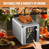 WHALL® Touch Screen Toaster 2 Slice, Stainless Steel Digital Timer Toaster, 6 Bread Types & 6 Shade Settings, Smart Extra Wide Slots Toaster With Bagel, Cancel, Defrost Functions whall