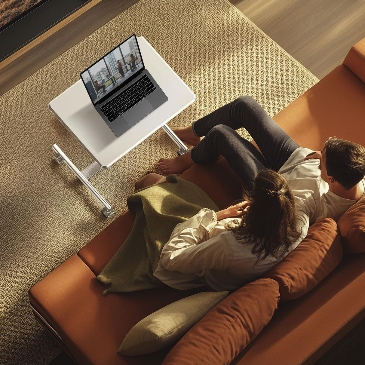 YSSOA Mobile Small Standing Desk - Rolling Desk with Adjustable Height and Lockable Wheels, Sit-Stand Laptop Table, Portable Computer Workstation, Cream White YSSOA