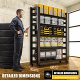 SFTORMAS 72" H Garage Shelving with Wheels Heavy Duty Storage Shelves Adjustable 5 Tier Metal Shelves for Garage Warehouse Basement Industrial Utility Racks,Black,72" HX35 WX15.75 D SFTORMAS