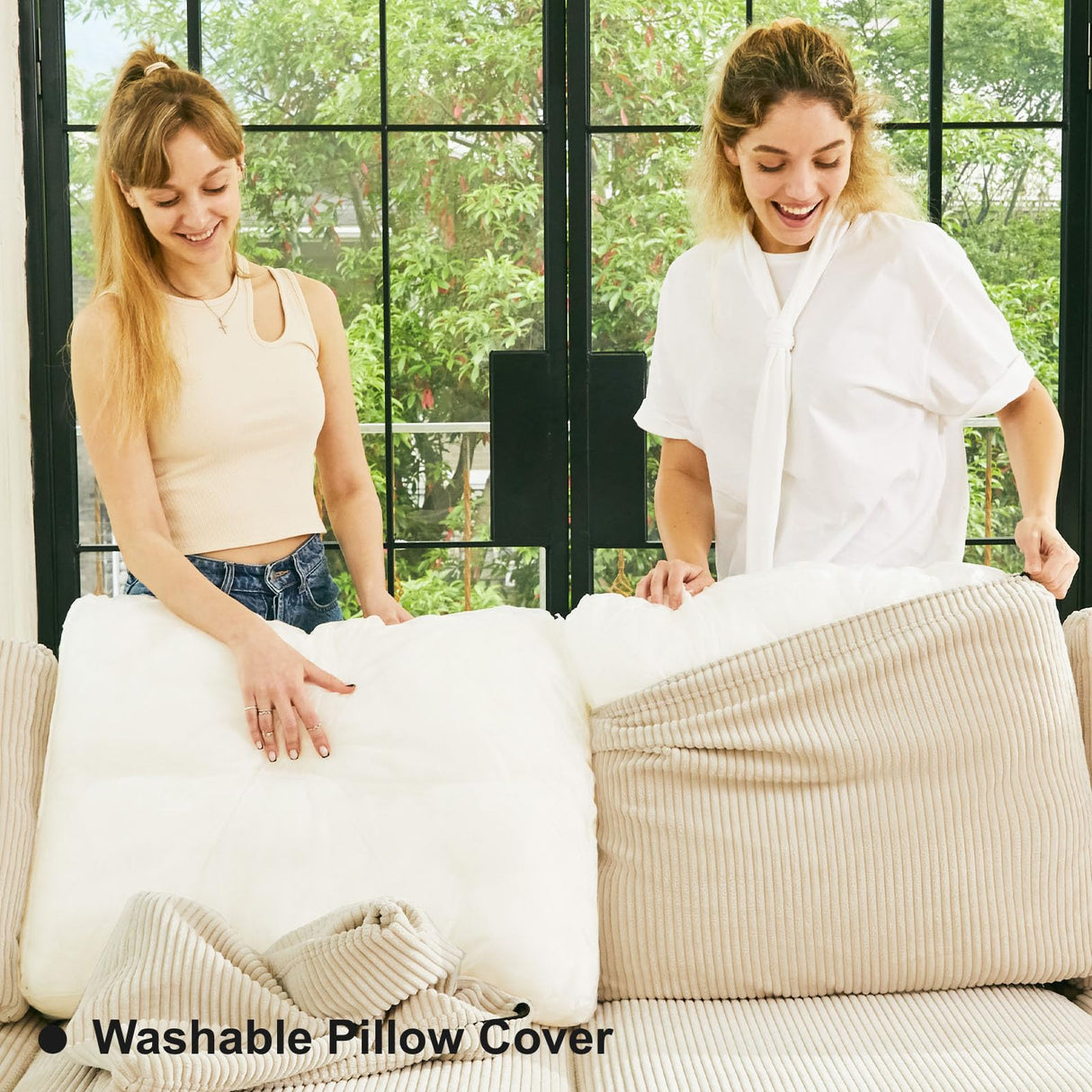 Belffin Oversized 12 Seat Modular Sectional Sleeper Sofa Convertible Sleeper Sofa with Storage Seat Large Corduroy Modular Sectional Couch for Living Room Beige Belffin