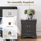 Yaheetech Fully-Assembled Nightstands Set of 2, 2-Drawer Nightstands Large Classic Bedside Tables with Storage, Wooden Painted Storage Cabinet for Bedroom, 21.5″L×16″W×24.5″H, Rustic Gray Yaheetech