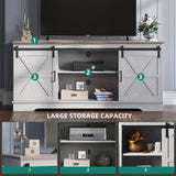 YITAHOME Farmhouse TV Stand for 65 Inch Television Stand, Entertainment Center with Storage Cabinets and Sliding Barn Doors, Rustic Media TV Console Table for Living Room, Grey White/Grey Wash YITAHOME