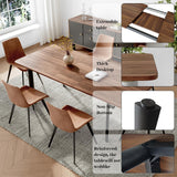 HIPIHOM 63"- 78.7" Extendable Dining Table Set for 6, Modern Kitchen Table with 6 Dining Chairs, Thickened Expandable Wooden Table with Metal Legs for Dining Room, Kitchen HIPIHOM