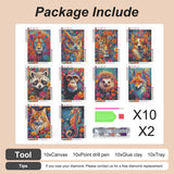 Stalente Diamond Painting Kits for Adults, 10 Pack 5D Diamond Art Kits for Beginners Round Full Drill Diamond Painting for Home Wall Decoration Gift 12×16inch, Animal Stalente