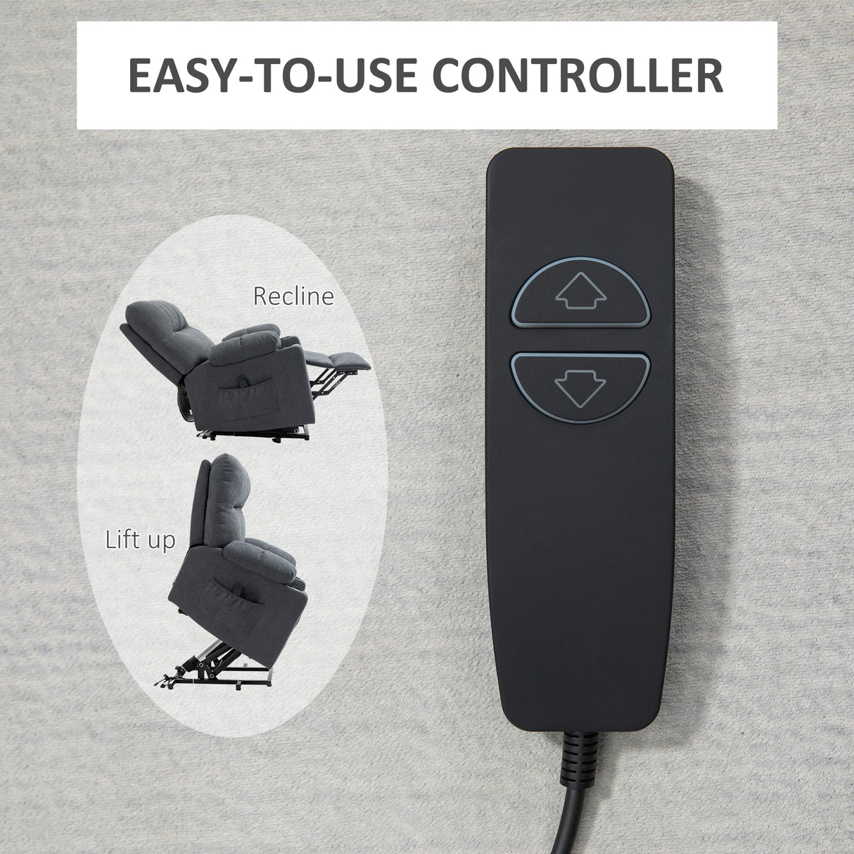 HOMCOM Electric Power Lift Chair Recliners for Elderly, Oversized Living Room Recliner Chair with Remote Control, Cup Holders, and Side Pockets, Dark Gray HOMCOM