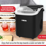 Countertop Ice Maker, Ice Maker Machine 6 Mins 9 Bullet Ice, 26.5lbs/24Hrs, Portable Ice Maker Machine with Self-Cleaning, Ice Scoop, and Basket (Black) Zlinke