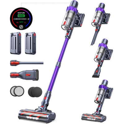 Cordless Vacuum Cleaner, 2 Batteries 110 Mins Runtime Vacuum Cleaners for Home, 40KPA 450W Stick Vacuum with Brushless Motor, Automatically Adjust Suction, Handheld Vacuum for Pet Hair/Carpet/Floor