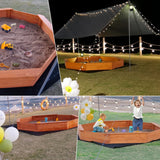 Luyitton Large Octagon Sandbox 84.5"x 77"x 9.02" Wooden Outdoor Kids Sand Pit with Canopy Tarp, Gift for Ages 2-8 Years Old Backyard Garden Easy Assembly luyitton