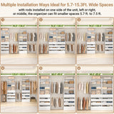 Aheaplus Closet System, 6-15Ft Closet Organizer with 8 Wooden Drawers, Wood Closet Organizer System with Tower, Walk-in Closet Organizer Wardrobe Clothes Rack with 4 Hanging Rods, Garment Rack, White Aheaplus