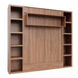 Oakland Living Easy-Lift Full Murphy Wall Bed in Natural Brown Wood Grain with Two Bookshelves Oakland Living