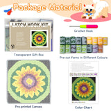 YP Sunflower Latch Hook Rug Kit for Adults & Kids - 12x12 Inch DIY Craft Crochet Rug, Beginner-Friendly Art Project for Home Decor, Easy-to-Make Needlecraft Kit YP