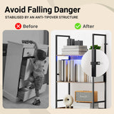 Dunatou 5 Tier Tall LED Book Shelf, 6FT Tall Standing Shelves with RGB Lights, 24'' Wide Lighted Wood Book Shelf 70 Inch Tall, Dimmable Light Up Wooden Bookcase for Bedroom Living Room Office Dunatou