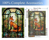 JFYHAB Fox Diamond Painting Kits for Adults, 5D DIY Full Drill, Round Full Drill Stain Glass, 12x16 inch JFYHAB