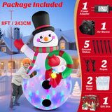 Christmas Inflatables Decorations Outdoor Blow Up Yard Snowman Rotating Led Lights, 8 Ft Tall Funny Large Merry Xmas Blowup Snow Man Outside Figures Vacation Front Lawn Holiday Winter Big Decor MICOCAH