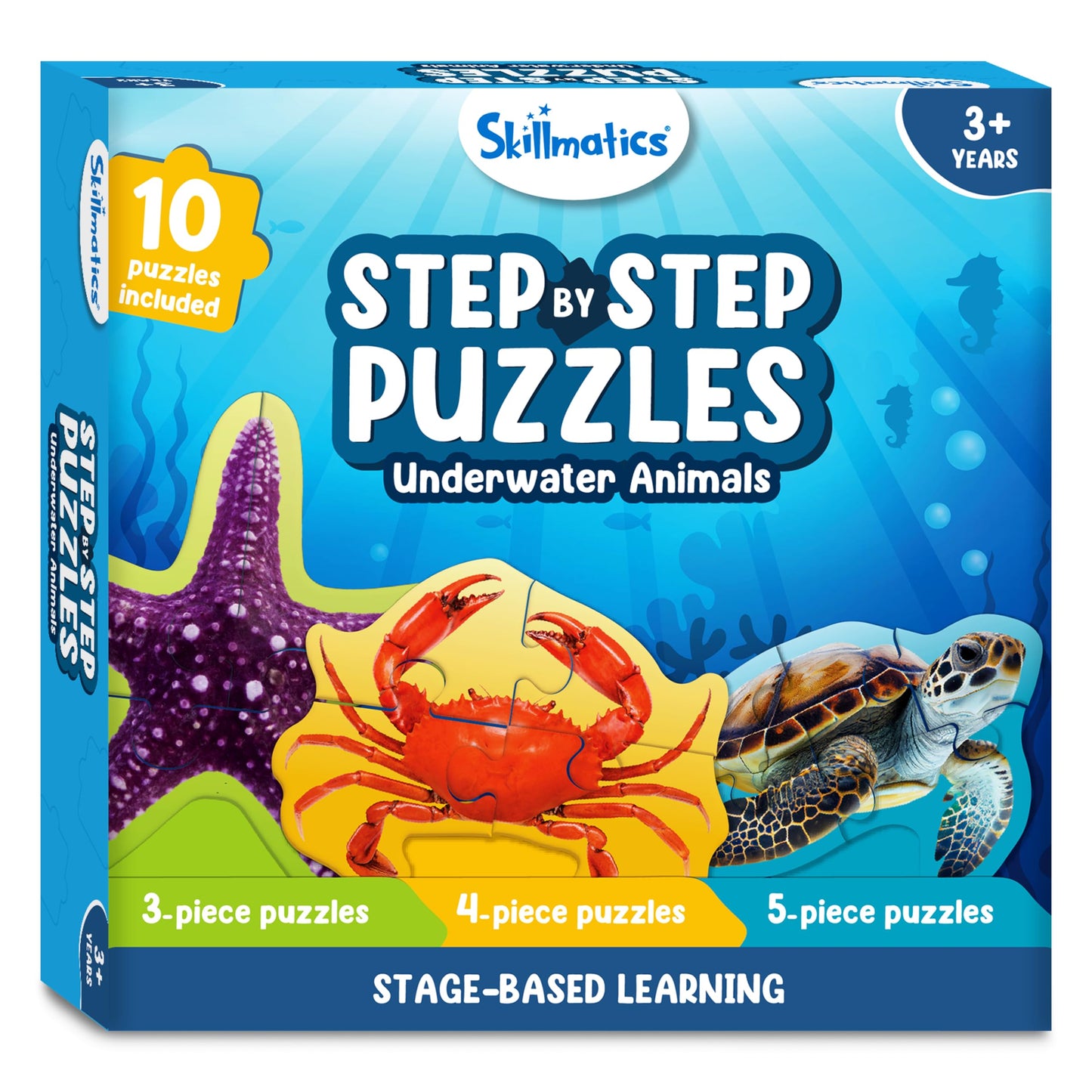 Skillmatics Step by Step Puzzle - 41 Piece Underwater Animal Jigsaw & Toddler Puzzles, Educational Montessori Toy for Boys & Girls, Gifts for Kids Ages 3, 4, 5 and Up