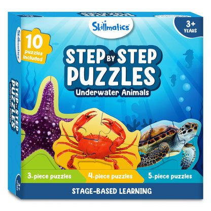 Skillmatics Step by Step Puzzle - 41 Piece Underwater Animal Jigsaw & Toddler Puzzles, Educational Montessori Toy for Boys & Girls, Gifts for Kids Ages 3, 4, 5 and Up