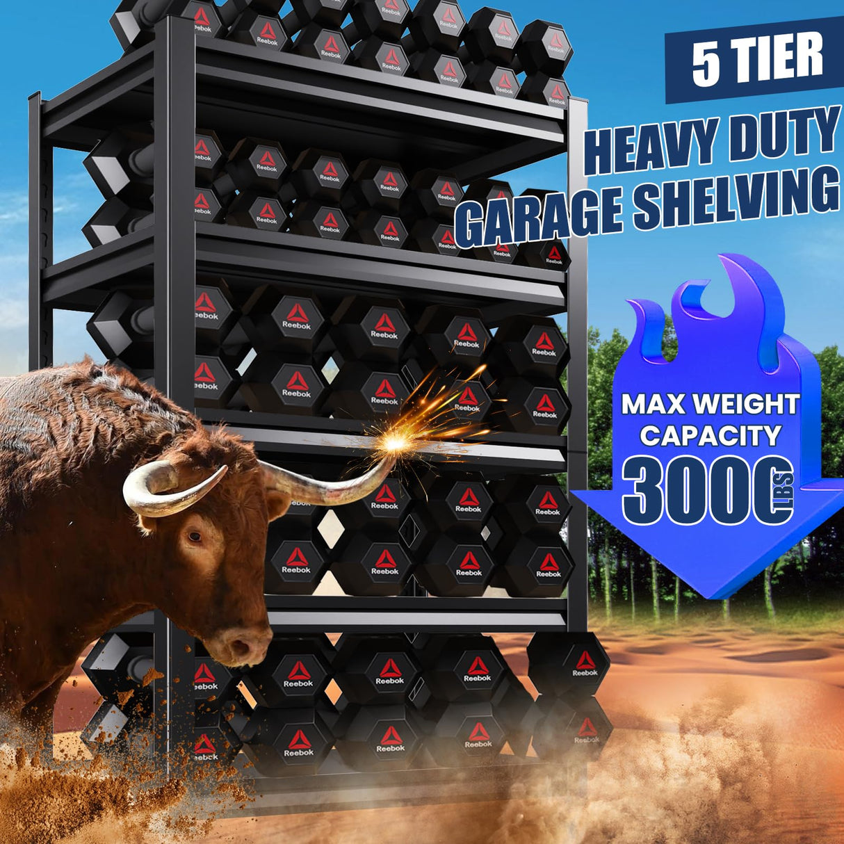 72"H Garage Shelving Heavy Duty Garage Storage Shelves,3000LBs Metal Shelving Unit 5T Adjustable Industrial Utility Shelf Black Organization Rack for Warehouse Storage,72"H x 35.4"W x 15.7"D RPGHJJ