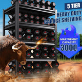 72"H Garage Shelving Heavy Duty Garage Storage Shelves,3000LBs Metal Shelving Unit 5T Adjustable Industrial Utility Shelf Black Organization Rack for Warehouse Storage,72"H x 35.4"W x 15.7"D RPGHJJ