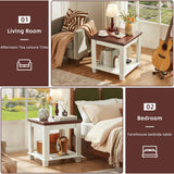 Farmhouse End Table with 2-Tier Storage Shelf, 22.8 inch Side Table for Living Room,Modern Nightstand,Small Bedside Table for Bedroom,White SAVOR LIFE