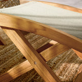 Modway Vienna Outdoor Patio Teak Wood Folding Ottoman in Natural Natural Modway