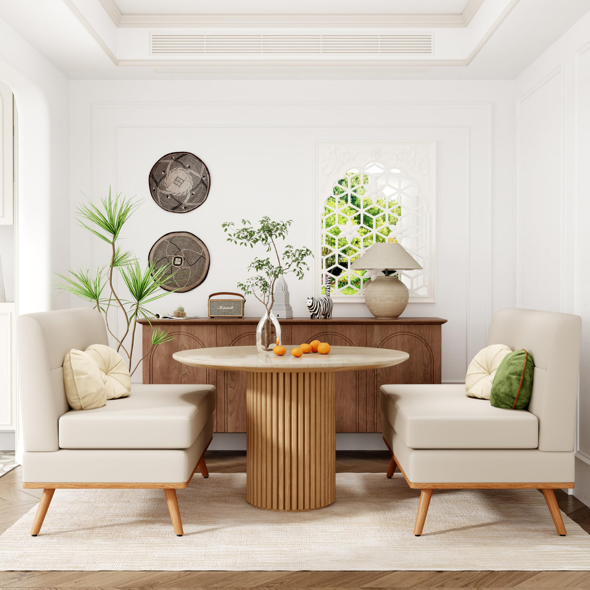 Aklaus Upholstered Small Loveseat,Faux Leather Modern Mini Sofa Couch Love Seat Armless Settee Bench with Back for Living Room Bedroom Office Small Space Entryway Beige Aklaus