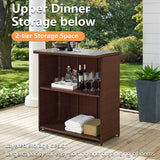 Set Of 3 Outdoor Bar Set Patio Wicker Counter Height Table Set Sturdy Frame Rattan Bar Table with Glass Table Top Storage Shelves 2 Bar Stools for Patio Poolside Porch Outdoor Indoor, Blue PayLessHere