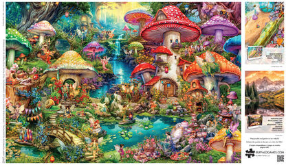 Buffalo Games - Aimee Stewart - Merry Mushroom Village Picnic - 2000 Piece Jigsaw Puzzle for Adults Challenging Puzzle Perfect for Game Nights - Finished Size is 38.50 x 26.50