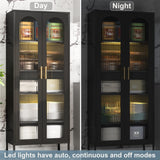 CBNTKI 71" Kitchen Pantry Cabinet,Tall Storage Cabinet with Glass Doors and LED Light,Glass Display Cabinet Black Cabinet for Dinning Room,Living Room,Kitchen,Entryway CBNTKI