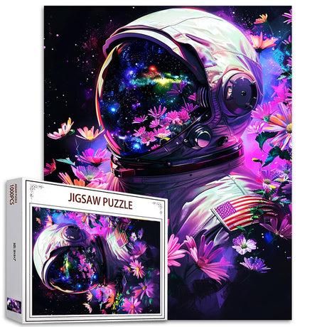 American Astronaut NASA Jigsaw Puzzles for Adults 1000 Pieces,Purple Spaceman Jigsaw Puzzle Art 20 x 27 Inches Colorful DIY Puzzles for Home Decoration, Family Puzzle Perfect for Game Nights Aihonmin