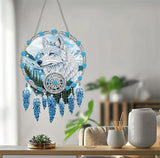 Bimkole Dream Catcher Wolf Diamond Art Hanging Kit for Adult, DIY 5D Diamond Art Painting Window Pendant, Acrylic Crystal Art Hanging Ornament for Wall Home Garden Front Door Decor - 7.8x7.8 Inch Bimkole