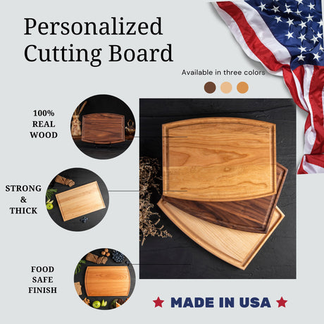 Personalized Cutting Board - Perfect Bridal Shower, Wedding, Housewarming Gift for New Home - Custom Walnut Wood Board for Kitchen - USA Made - Best Anniversary, Birthday, Christmas Present for Friend Pera Leather