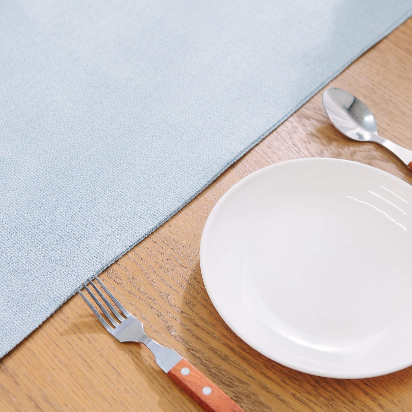 Soft Caddice Faux Linen Table Runner 2 Piece Fabric in 1 for Family Dinners or Gatherings, Indoor or Outdoor Parties, Everyday Use (12 x 72, Seats 4-6 People), Light Blue - WoodArtSupply