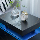 Cubehom LED Nightstands Set of 2, Modern End Table with 2 Drawers, End Tables for Living Room Bedroom Black Cubehom