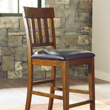 Signature Design by Ashley Ralene Traditional 26" Counter Height Faux Leather Seat Barstool, 2 Count, Brown Signature Design by Ashley
