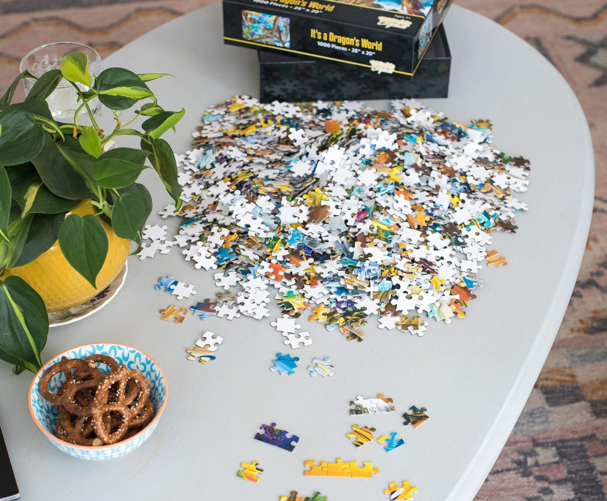 It's A Dragon's World Fantasy Puzzle | Challenging 1000 Piece Jigsaw Puzzle for Adults and Kids | Magic-Themed Brain Teaser | Fun Game Night Activity | Gift for Puzzle Enthusiasts | 28 x 20 Inches Toynk