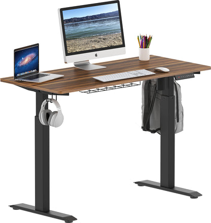 SHW Memory Preset Electric Height Adjustable Standing Desk, 48 x 24 Inches, Walnut - WoodArtSupply