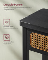 VASAGLE Console Table, Sofa Table, Narrow Entryway Table, Entry Table with 2 Drawers, Open Storage Shelf, Rounded Corners, for Living Room, Boho Style, Ash Black ULNT016B21 VASAGLE