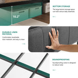 YITAHOME Queen Bed Frame with 2-Tier Storage Shelves and Bookcase Headboard,LED Light Queen Size Bed with Charging Station, No Box Spring Needed/Noise Free, Dark Gray YITAHOME