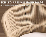 ROCITY Woven Counter Height Bar Stools Set of 2 Beige Linen Counter Stools 26 Inch Farmhouse Barstools with Wicker Back Comfy Upholstered Rattan Bar Chairs for Kitchen Island/Patio Garden ROCITY