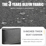 LayinSun Aluminum Furniture Set with Fire Pit Table, 5 Pieces Patio Sectional Conversation Chat Sofa Modern Seating Set LayinSun